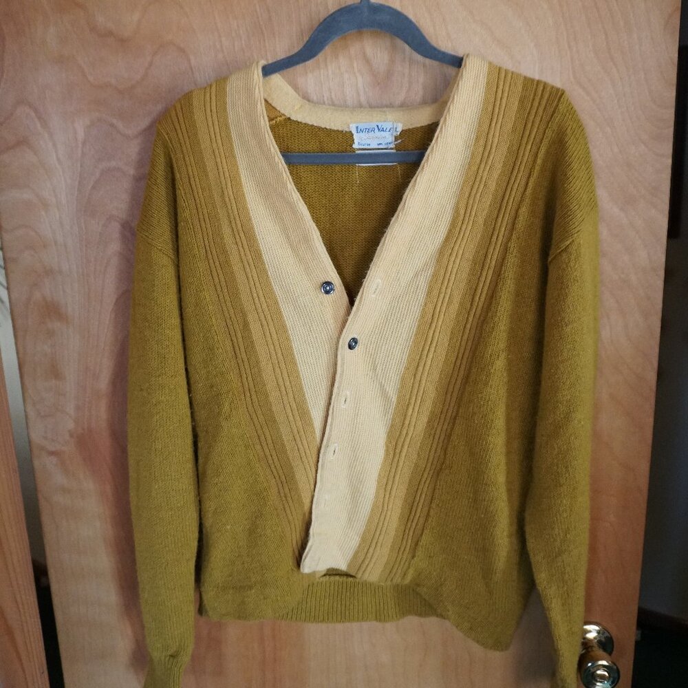 60s Vintage  Mustard Yellow "Inter Vale" Sears Style Cardigan
